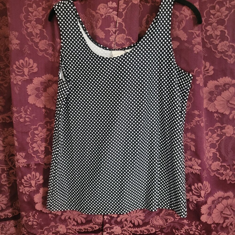 Chico's Size 2 Polka Dot Black White Tank Top